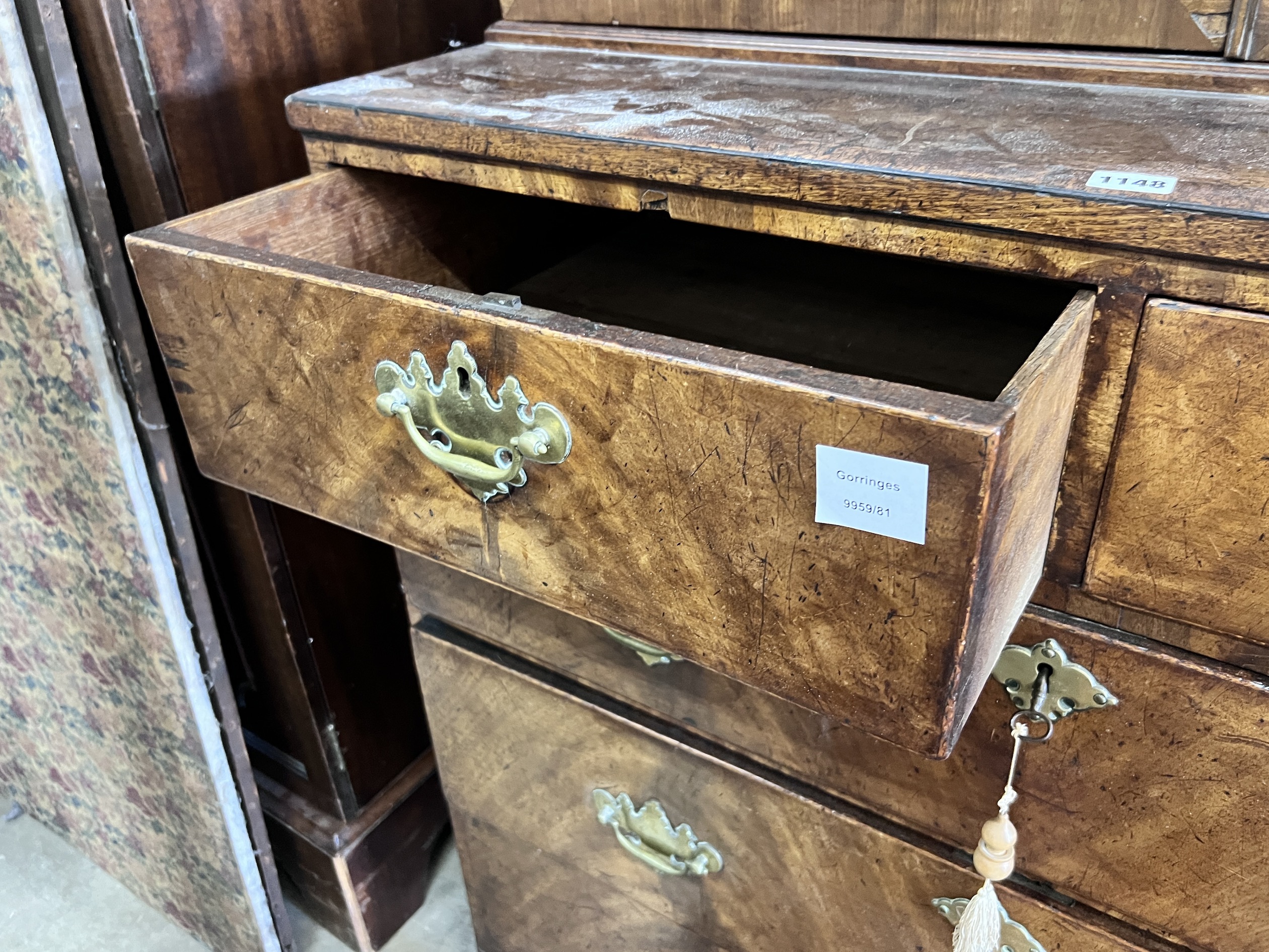 A George III mahogany bookcase on chest, width 100cm, depth 54cm, height 204cm